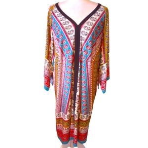 London Times multicolor boho print butterfly sleeve dress. Size 14W